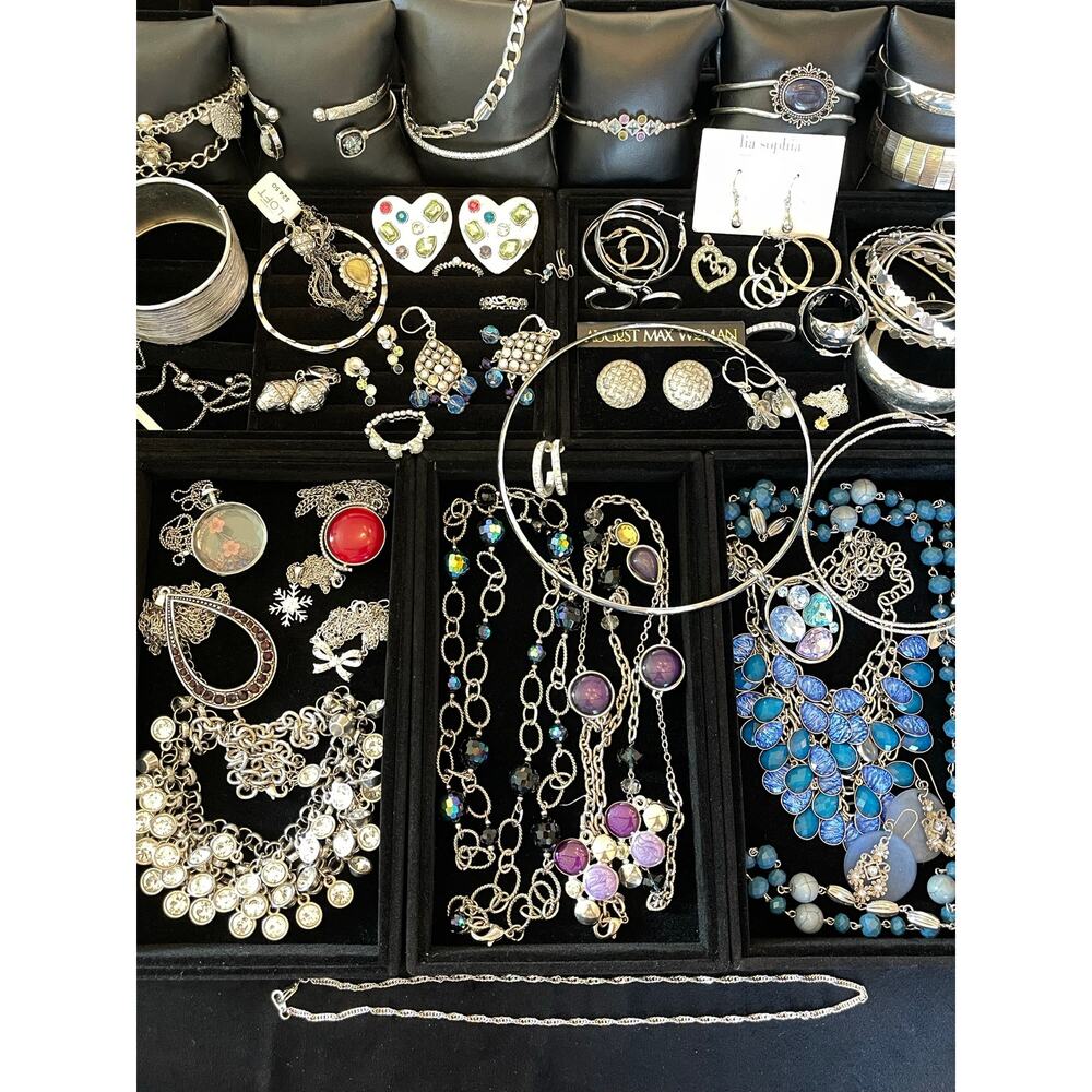 Vintage Estate Large 2.06lb 56pc Rhinestone Earring Necklace Bracelet Bundle Lot